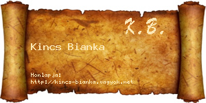 Kincs Bianka névjegykártya