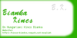 bianka kincs business card